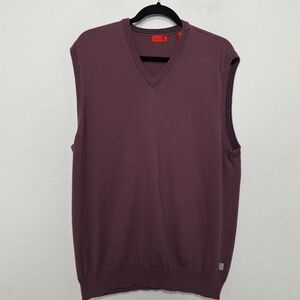 Izod Purple Preppy Academia Wool Blend V-Neck Pullover Sweater Vest Size Large
